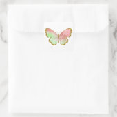 Regenbogenrot mit Goldener Glitzer Butterfly Quadratischer Aufkleber (Tasche)