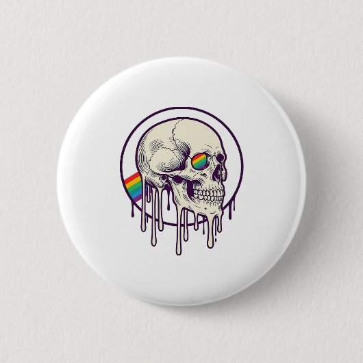 Regenbogenschädel-Vintage-Stichdesign_1 Button (Vorderseite)