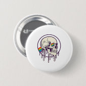 Regenbogenschädel-Vintage-Stichdesign_1 Button (Vorne & Hinten)