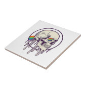 Regenbogenschädel-Vintage-Stichdesign_1 Fliese (Seite)
