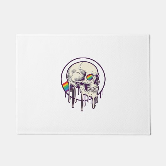 Regenbogenschädel-Vintage-Stichdesign_1 Fußmatte (Vorderseite)