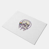 Regenbogenschädel-Vintage-Stichdesign_1 Fußmatte (Schrägansicht)