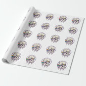 Regenbogenschädel-Vintage-Stichdesign_1 Geschenkpapier (Ungerollt)