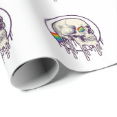 Regenbogenschädel-Vintage-Stichdesign_1 Geschenkpapier (Rolleneckpunkt)