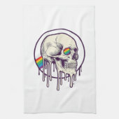 Regenbogenschädel-Vintage-Stichdesign_1 Geschirrtuch (Vertikal)