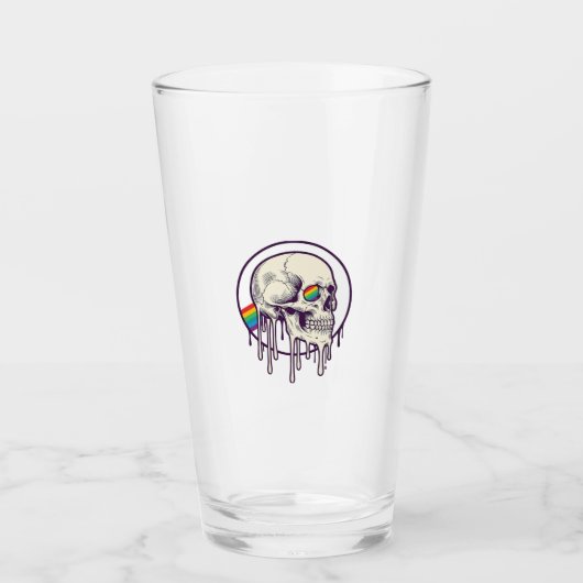 Regenbogenschädel-Vintage-Stichdesign_1 Glas (Vorderseite)