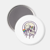 Regenbogenschädel-Vintage-Stichdesign_1 Magnet (Vorderseite/Rückseite)