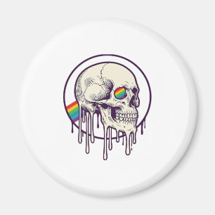 Regenbogenschädel-Vintage-Stichdesign_1 Magnet