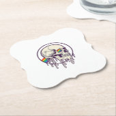 Regenbogenschädel-Vintage-Stichdesign_1 Untersetzer (angewinkelt)