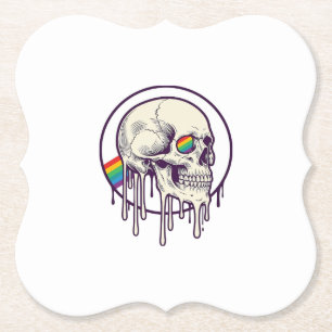 Regenbogenschädel-Vintage-Stichdesign_1 Untersetzer