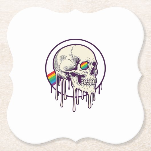Regenbogenschädel-Vintage-Stichdesign_1 Untersetzer (Vorderseite)