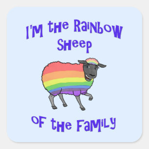 Regenbogenschaf der Familie Quadratischer Aufkleber