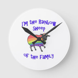 Regenbogenschaf der Familie Runde Wanduhr
