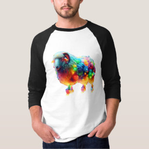 Regenbogenschaf Kunst – Leuchtende Farbige Wolle, T-Shirt