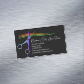 Regenbogenschere Chic Modernes Haar Stylist Salon Magnetische Visitenkarte (Beispiel)