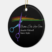 Regenbogenschere Haar Stylist Chic Salon Weihnacht Keramik Ornament (Links)