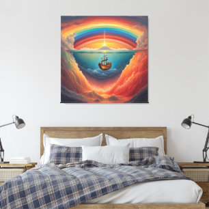 Regenbogenschiff KI-Kunst Leinwanddruck