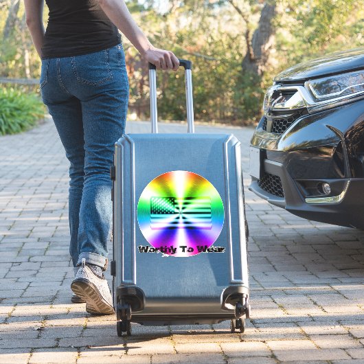 Regenbogenschild der US-Fahne - es lohnt sich zu t Aufkleber (Koffer Insitu)