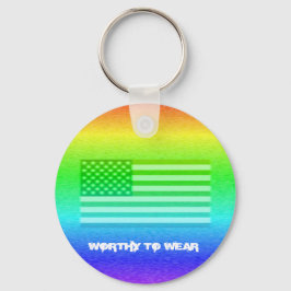 Regenbogenschild der US-Fahne - es lohnt sich zu t Schlüsselanhänger