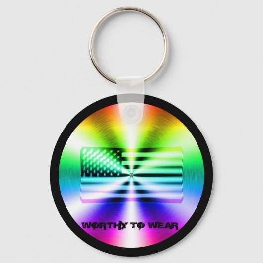 Regenbogenschild der US-Fahne - es lohnt sich zu t Schlüsselanhänger (Vorderseite)