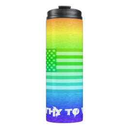 Regenbogenschild der US-Fahne - es lohnt sich zu t Thermosbecher