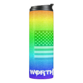 Regenbogenschild der US-Fahne - es lohnt sich zu t Thermosbecher