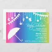 Regenbogenschirm moderne Babydusche Einladungen (Vorne/Hinten)