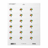 Regenbogenschirm & Regenfallschirm Adressaufkleber (Vorne)