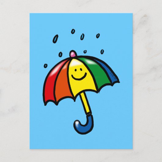 Regenbogenschirm & Regenfallschirm Postkarte (Vorderseite)
