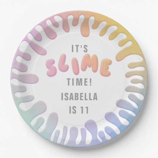 Regenbogenschleim-Party Pappteller (Vorderseite)