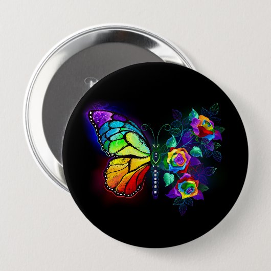 Regenbogenschmetterling Button (Vorne & Hinten)