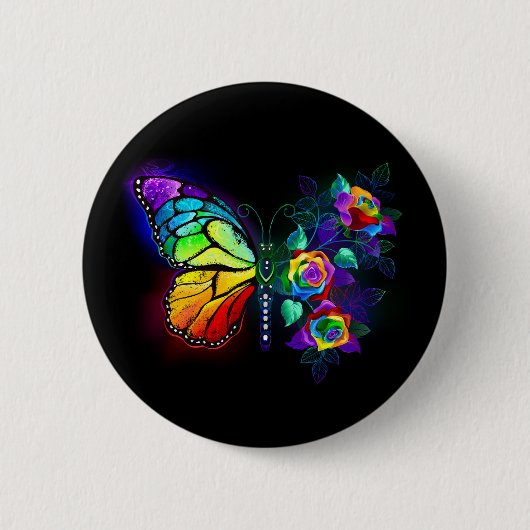 Regenbogenschmetterling Button (Vorderseite)
