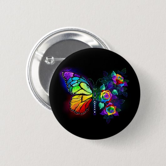 Regenbogenschmetterling Button (Vorne & Hinten)
