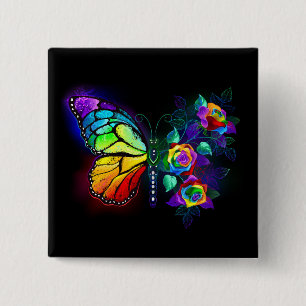 Regenbogenschmetterling Button