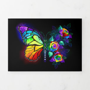 Regenbogenschmetterling Dreifach Gefaltete Ankündigung