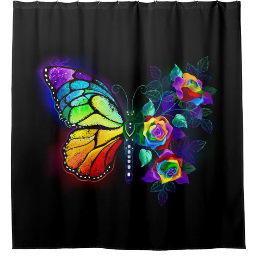 Regenbogenschmetterling Duschvorhang (Vorderseite)