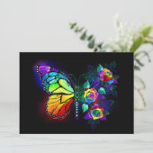 Regenbogenschmetterling Einladung (Stehend Vorderseite)
