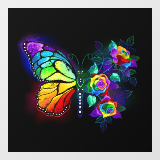Regenbogenschmetterling Fensteraufkleber (Blatt)