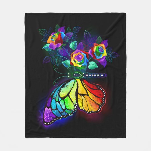 Regenbogenschmetterling Fleecedecke (Vorderseite)