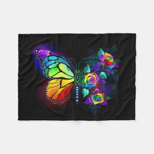 Regenbogenschmetterling Fleecedecke (Vorderseite (Horizontal))