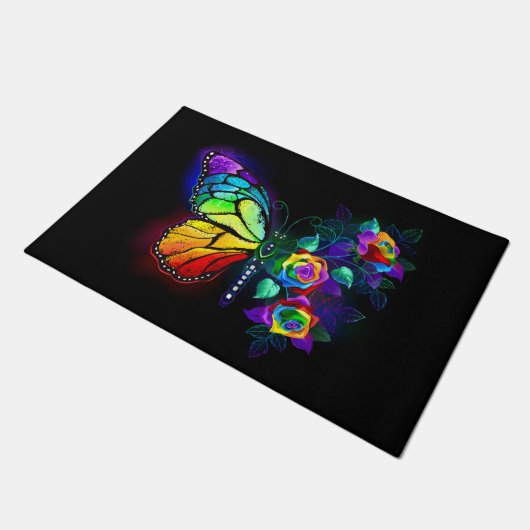 Regenbogenschmetterling Fußmatte (Schrägansicht)