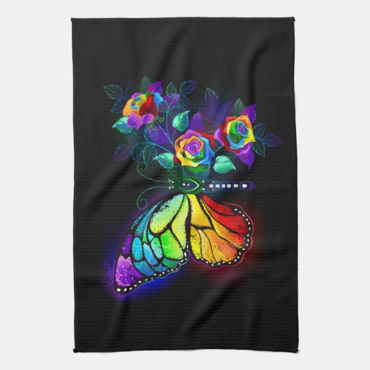 Regenbogenschmetterling Geschirrtuch (Vertikal)