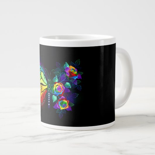 Regenbogenschmetterling Jumbo-Tasse (Vorderseite Rechts)