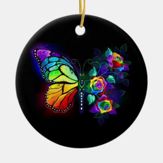Regenbogenschmetterling Keramik Ornament (Vorne)
