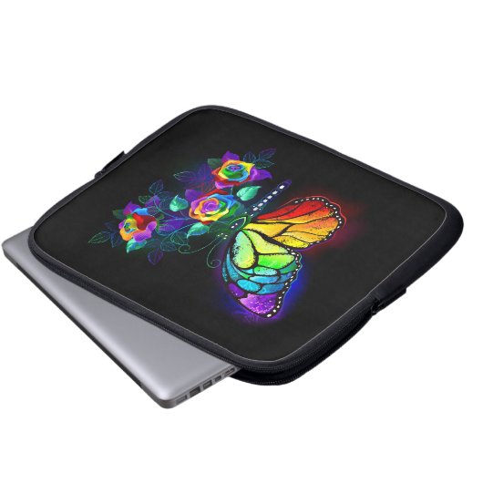 Regenbogenschmetterling Laptopschutzhülle (Vorne Knopf)