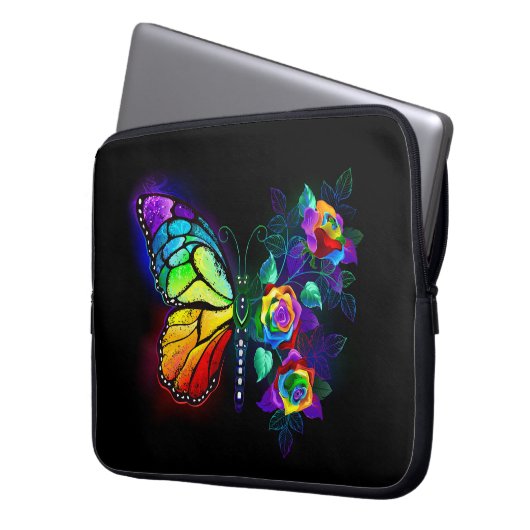 Regenbogenschmetterling Laptopschutzhülle (Vorderseite Links)
