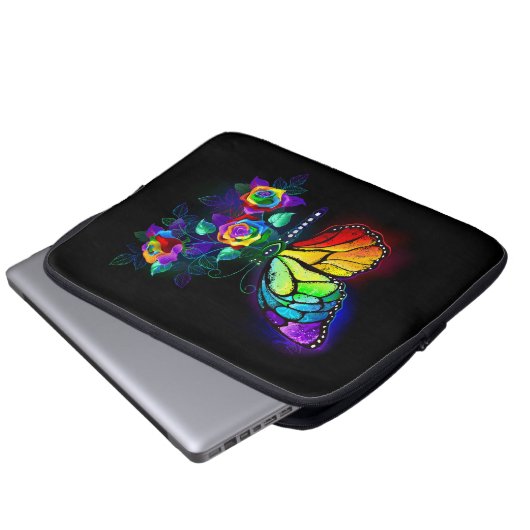 Regenbogenschmetterling Laptopschutzhülle (Vorne Knopf)