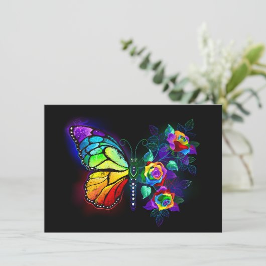 Regenbogenschmetterling Menükarte (Stehend Vorderseite)