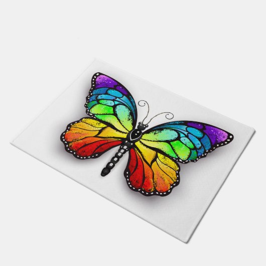 Regenbogenschmetterling Monarch Fußmatte (Schrägansicht)