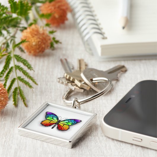 Regenbogenschmetterling Monarch Schlüsselanhänger (Seite)